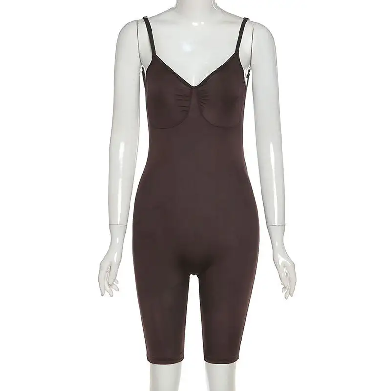 Seamless Spaghetti Strap Fitted Romper