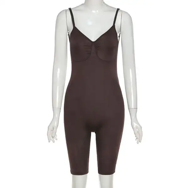 Seamless Spaghetti Strap Fitted Romper
