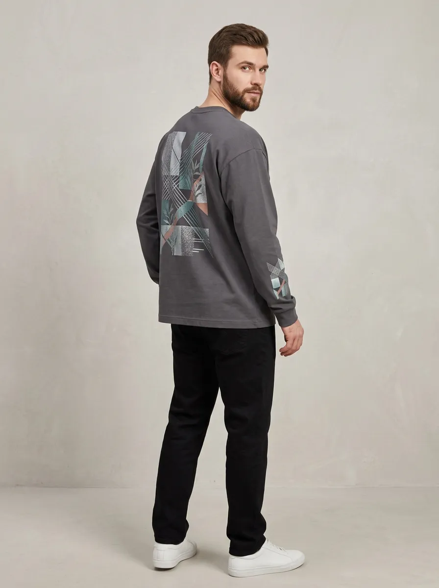 Men's Long Sleeve Neat Clean Line Shirt