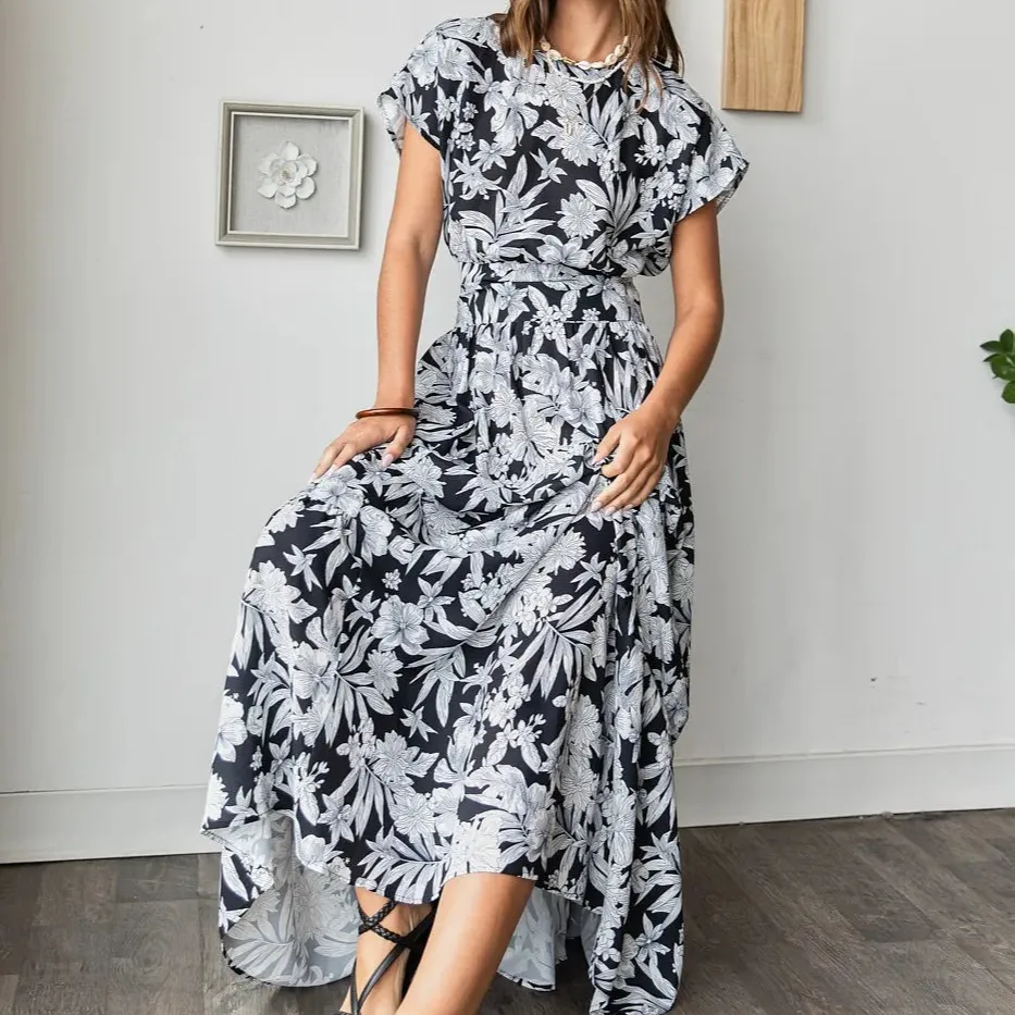 Tropical Print Top and Skirt Set
