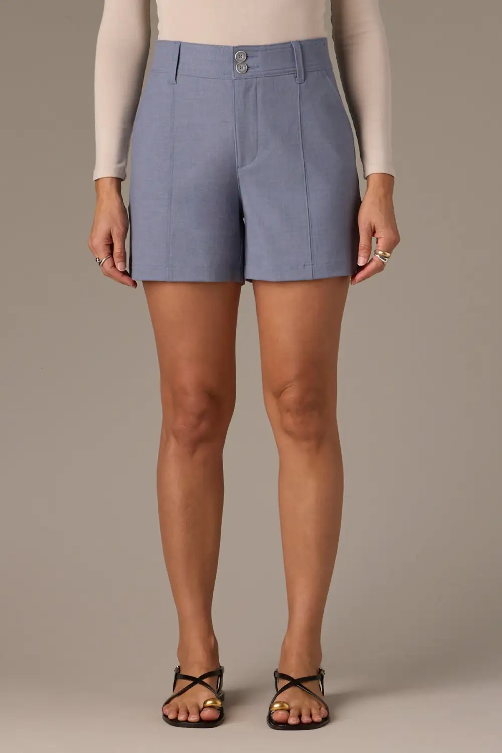 Front Seam Trouser Shorts Double Button