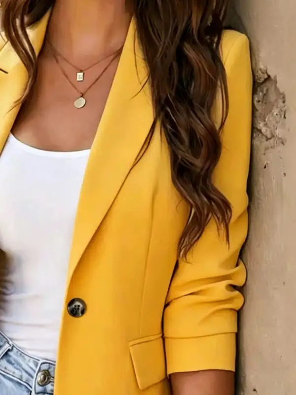 Refined Single-Breasted Lapel-Collar Blazer