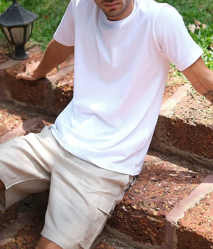 White Cotton Crew Neck T-Shirt