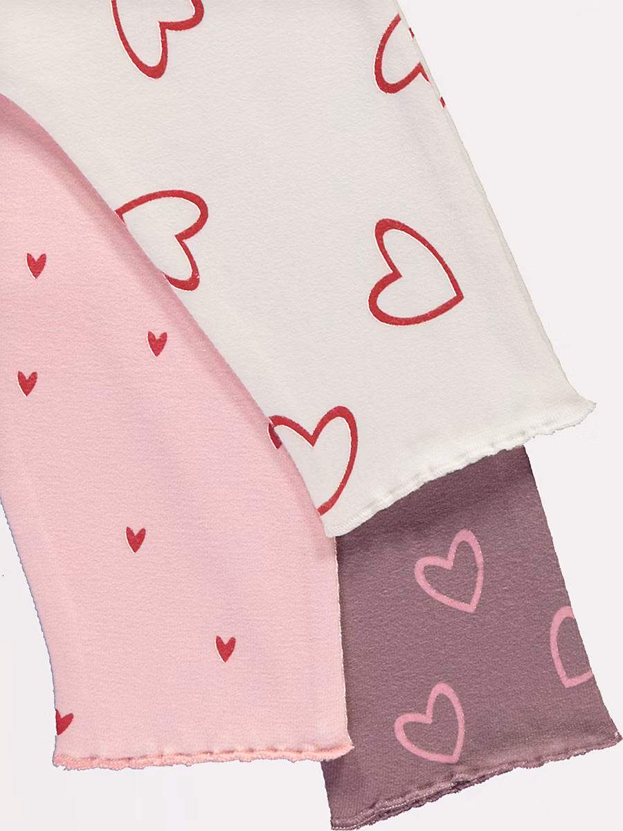 Pink Hearts Lettuce Edge Leggings 3 Pack detail 1