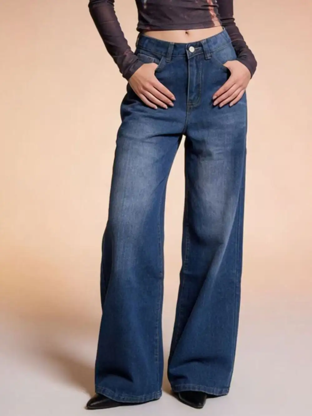 Polished High-Waisted Wide Leg Jeans