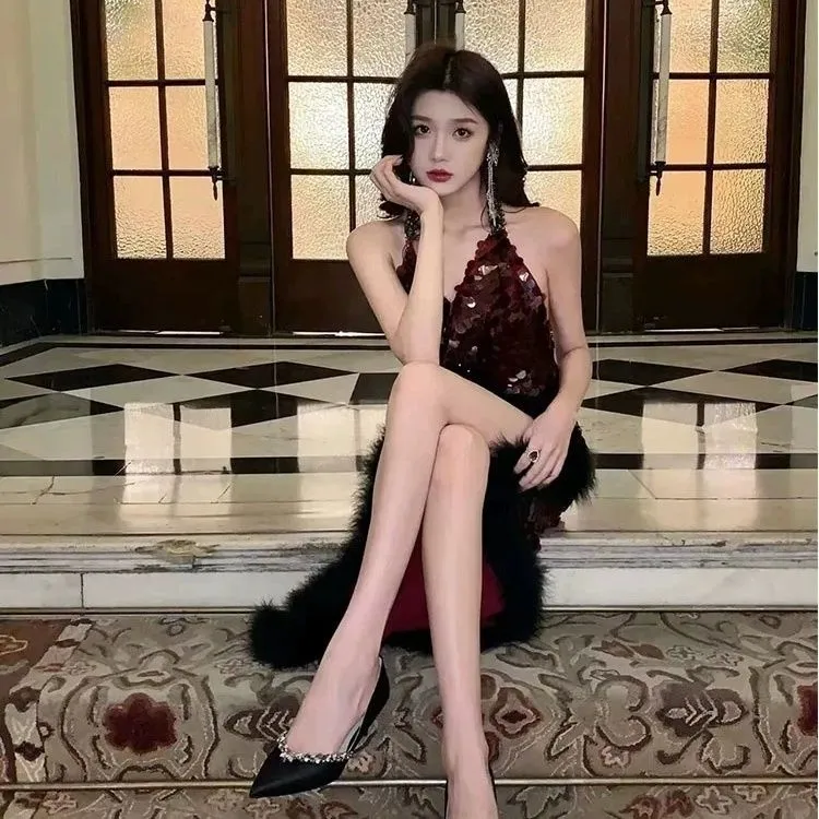 Rhinestone Detail Pointed Toe Heels