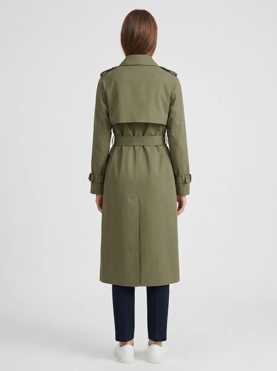 Women's Modern Belted Casual Long Trench Coat