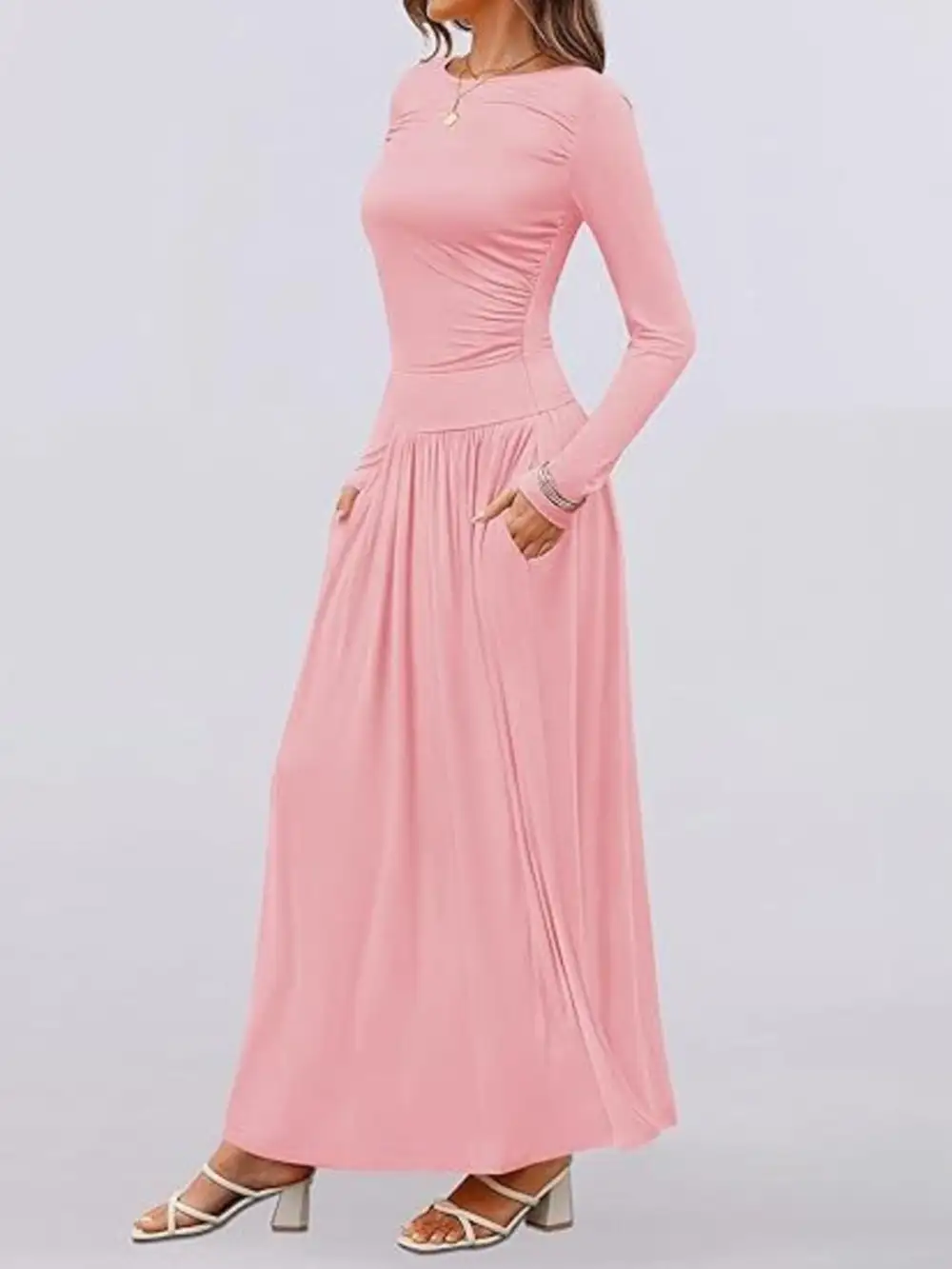 Long Sleeve Maxi Dress With Pockets