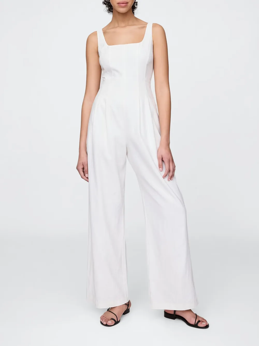 Soft Square Collar Strap Pants