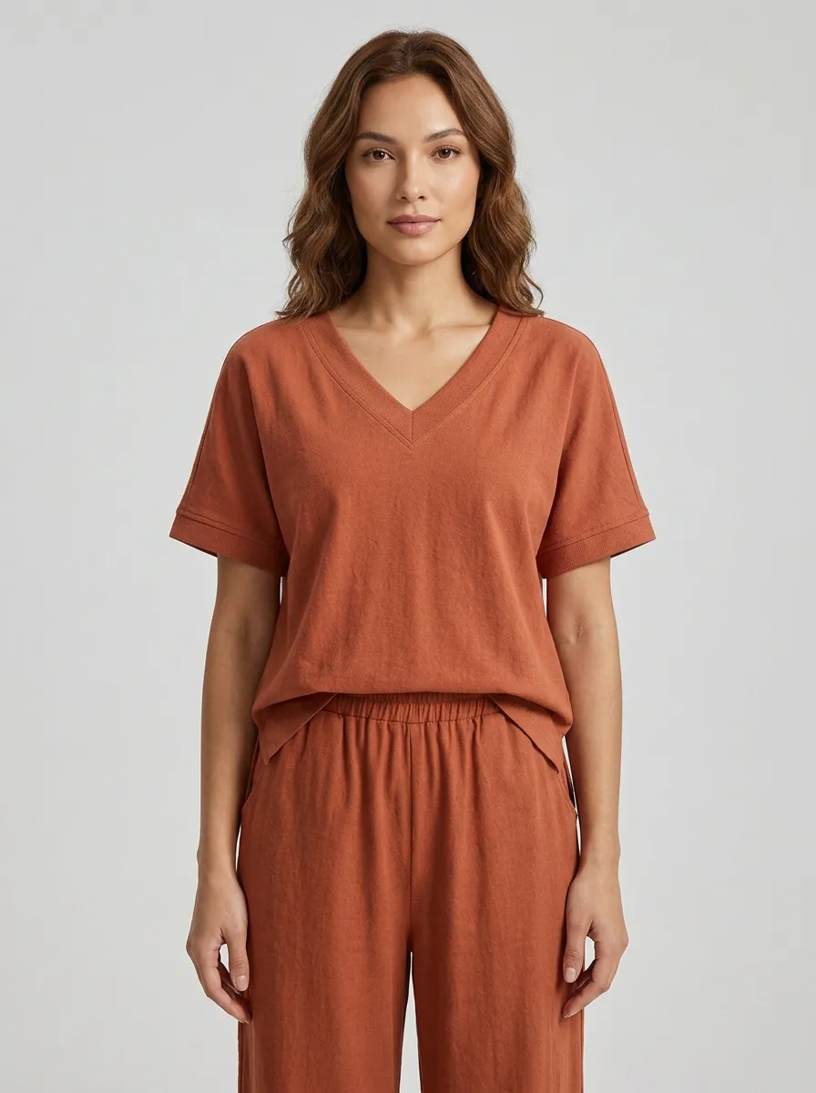 Modern Women's V-Neck Casual Lounge Set