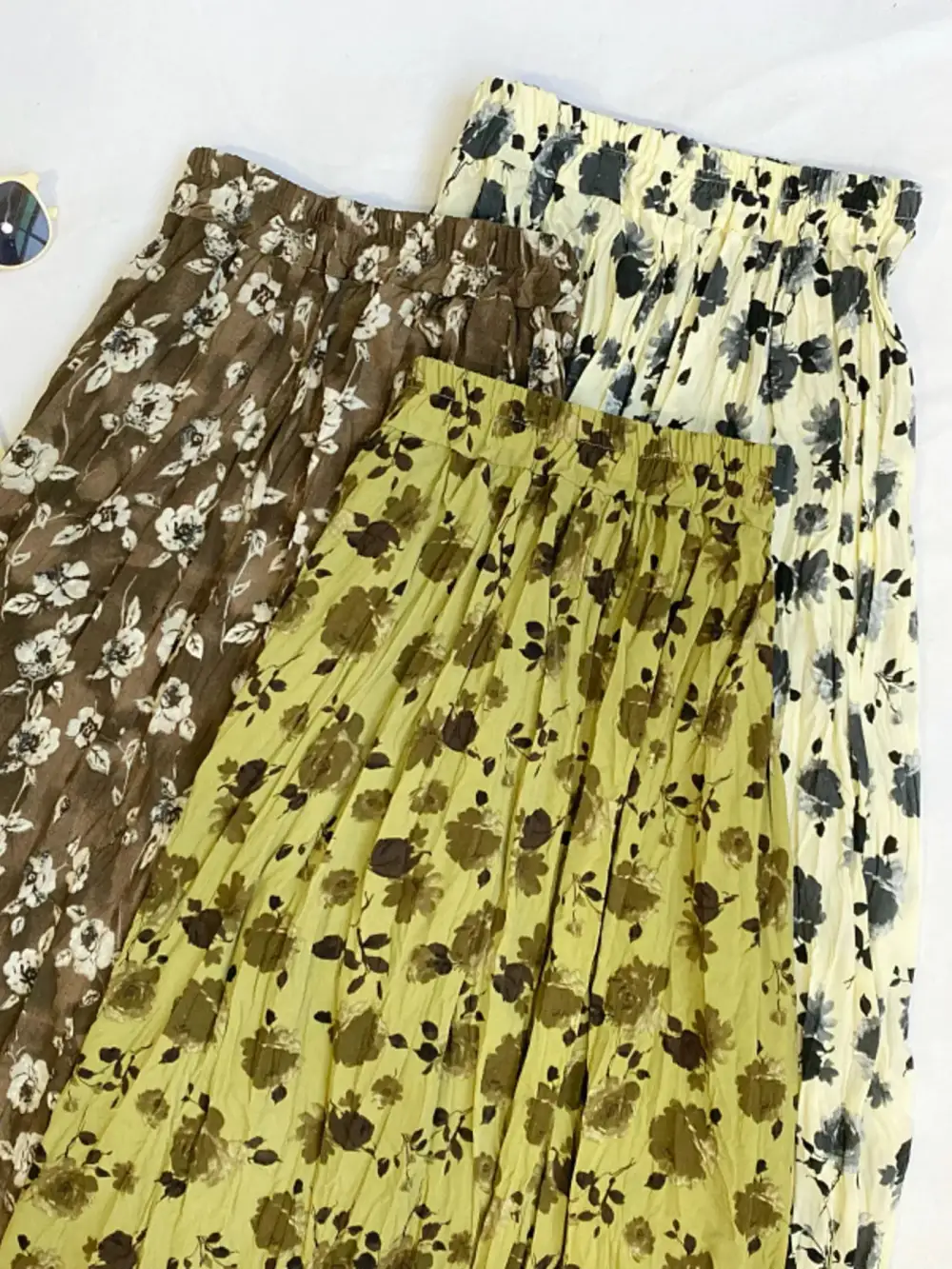 Print Elastic Waist Midi Skirt