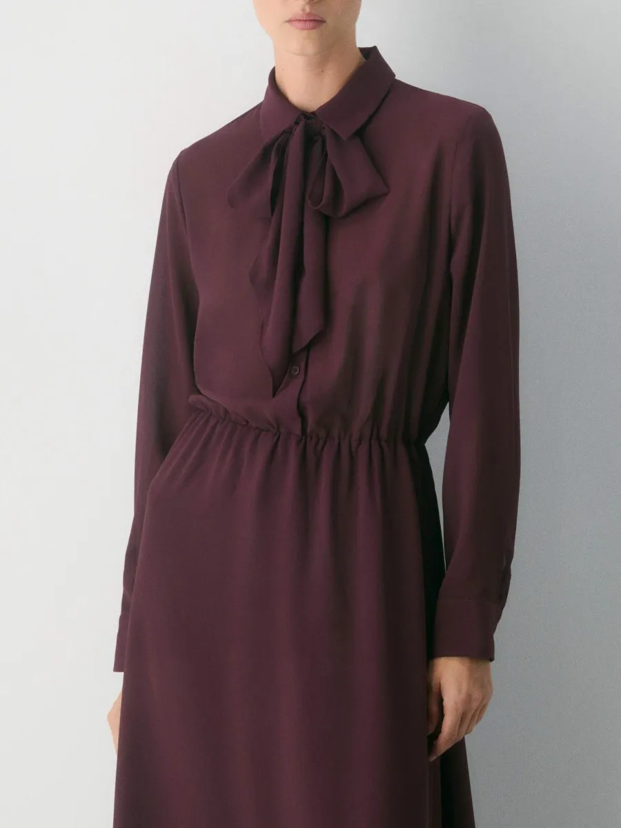 Tie Neck Midi Dress