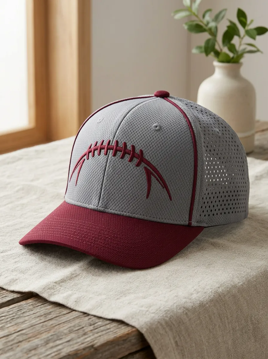 Men's American Football Fan Maroon Laces Printed Mesh Cap