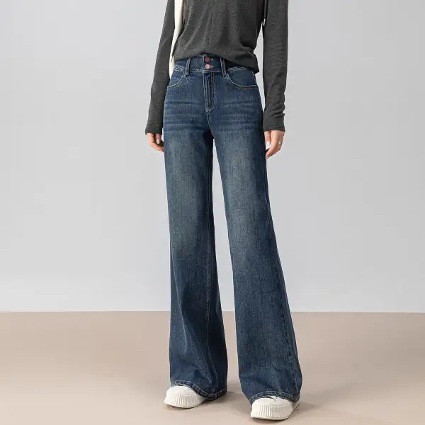 Easy-Wear High Waist Loose Flared Jeans
