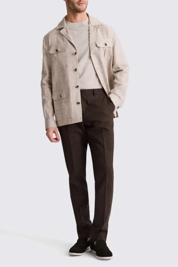 Linen Pleated Jacket with Neutral Textured Colors