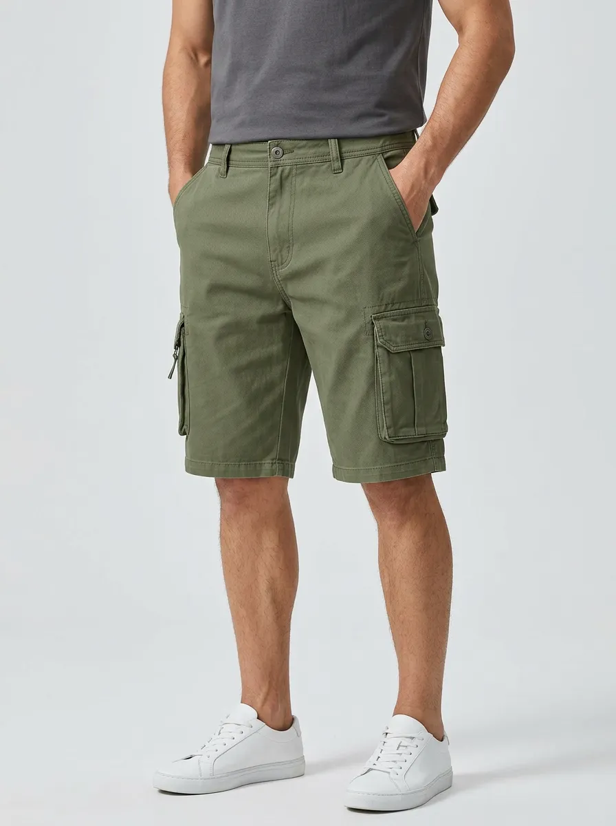 Men's Knee Length Cargo Shorts for Summer Wear