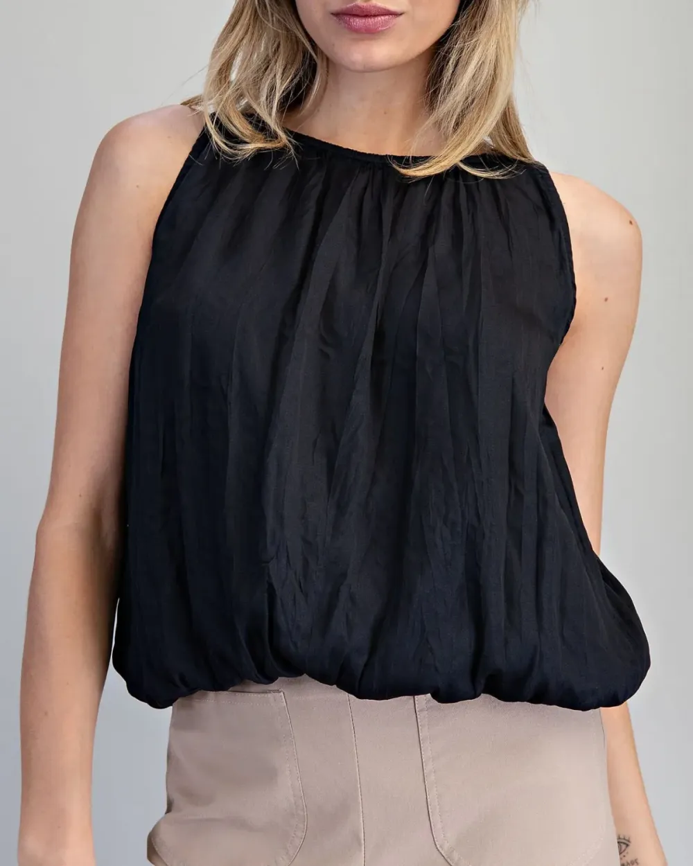 Sleeveless Gathered Blouse