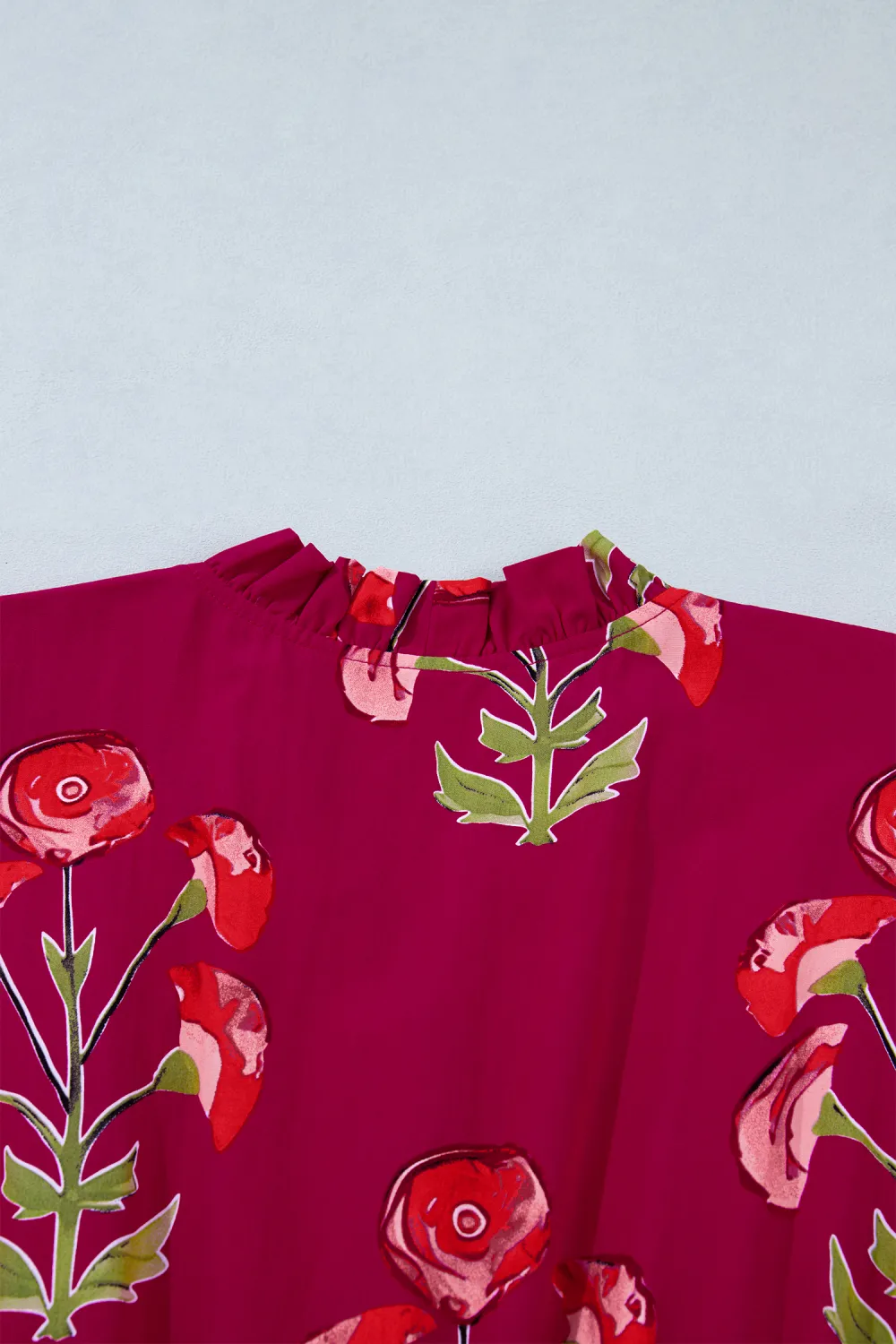 Red Floral Ruffle Maxi Dress
