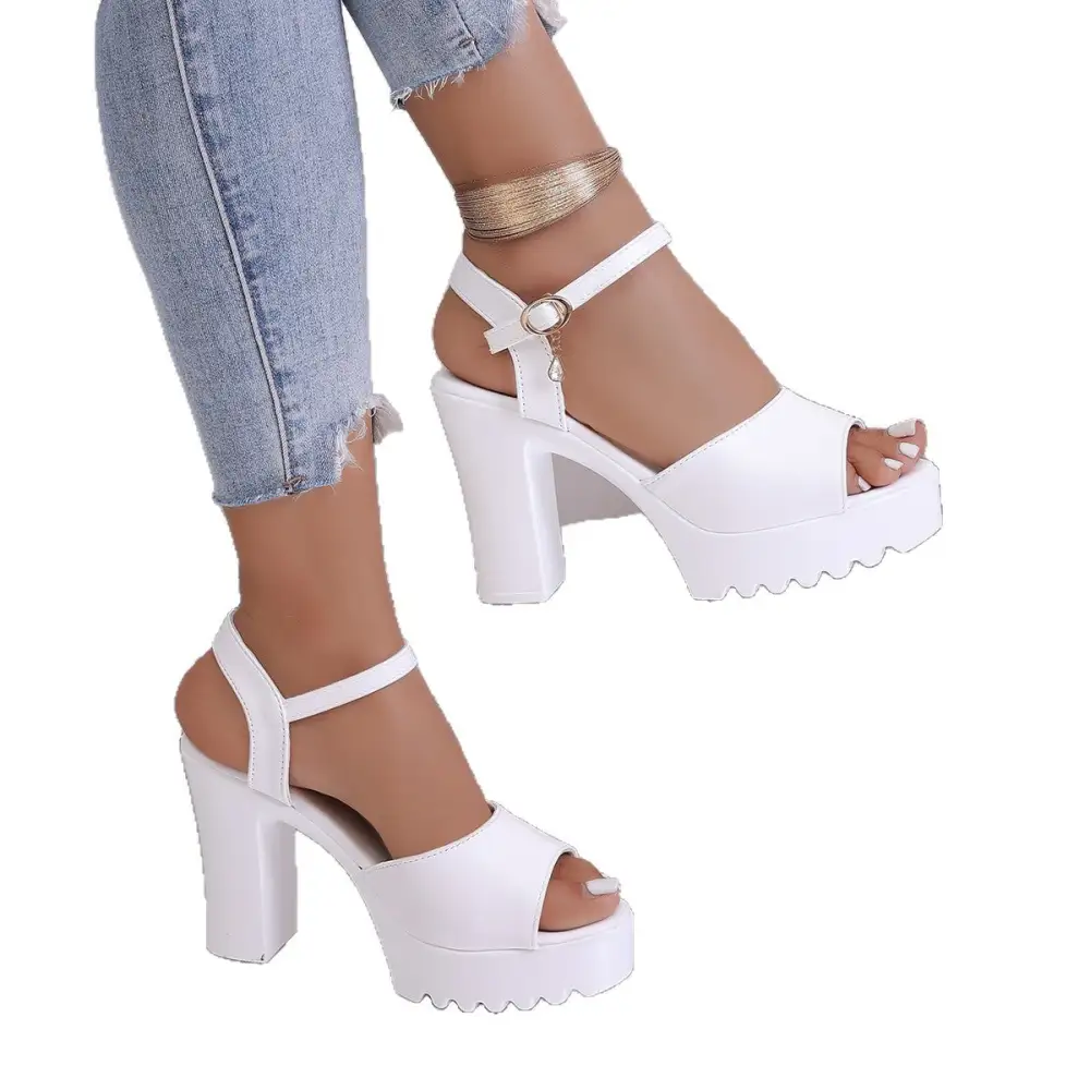 Peep Toe Thick Heel Sandals