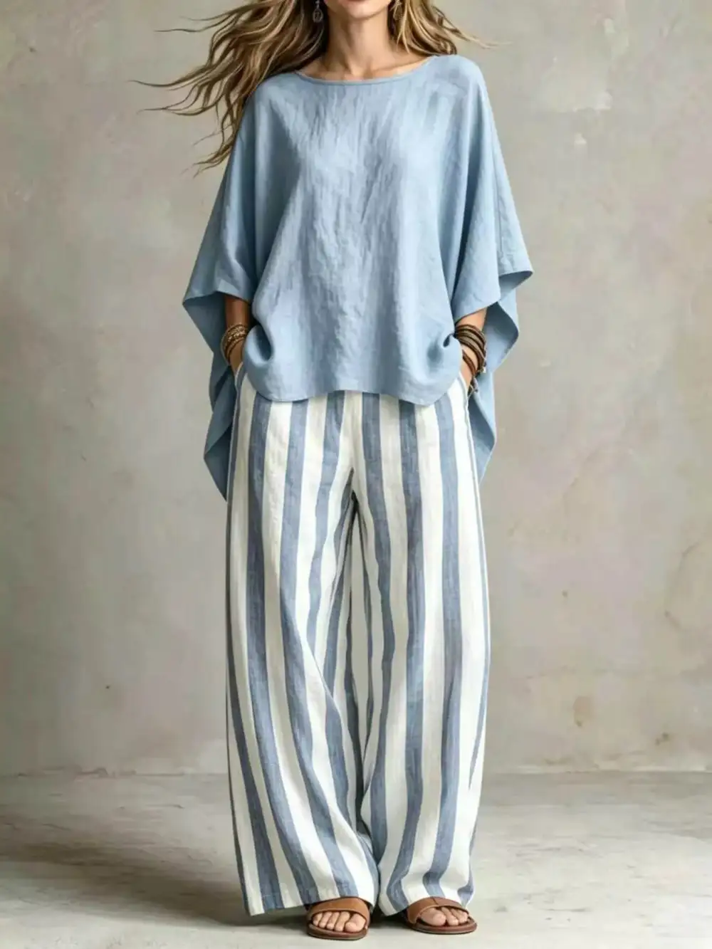 Full Size Solid Color Top and Pants Set Plus