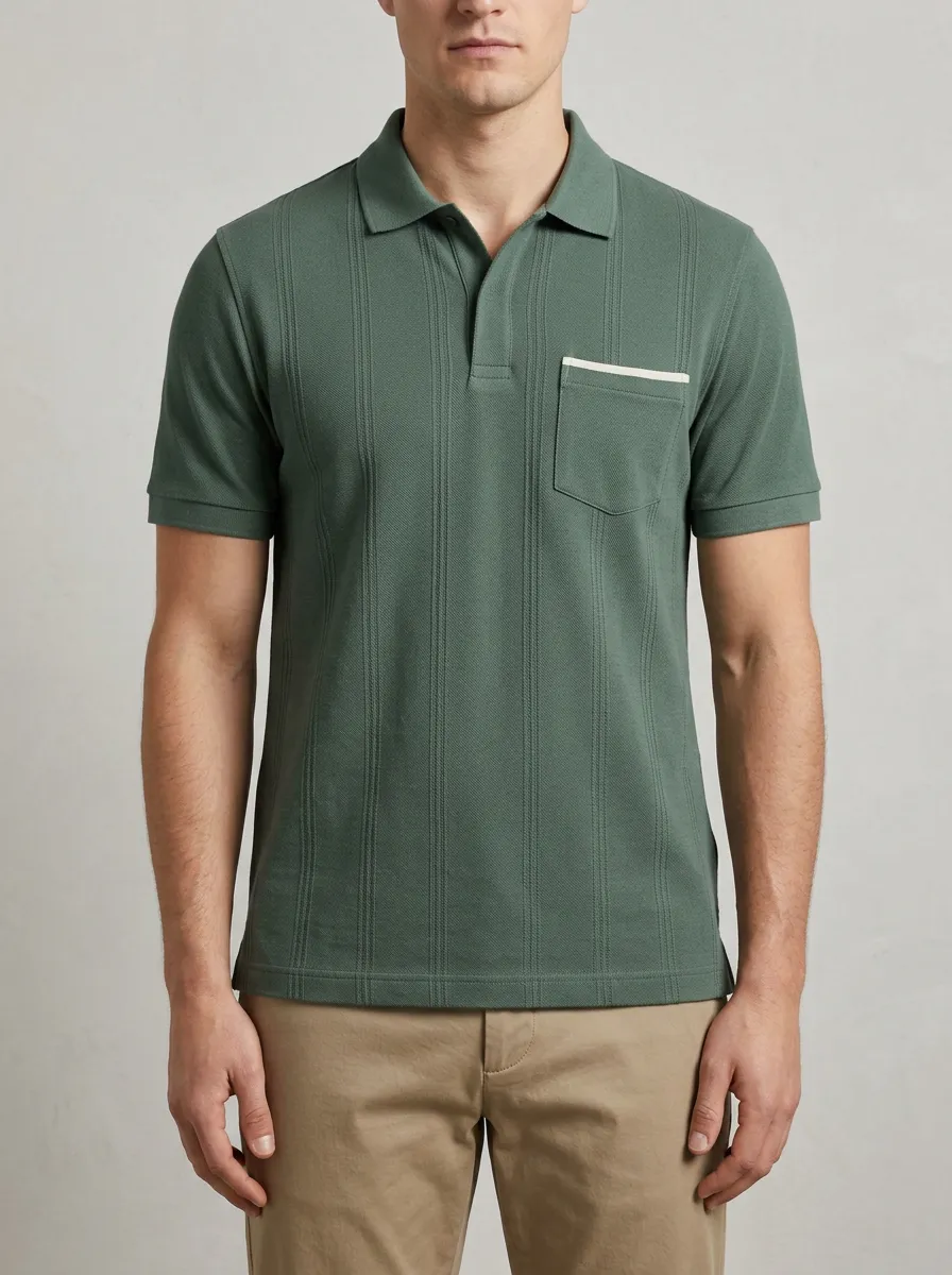 Men's Modern Weekend Vertical Stripe Polo Shirt