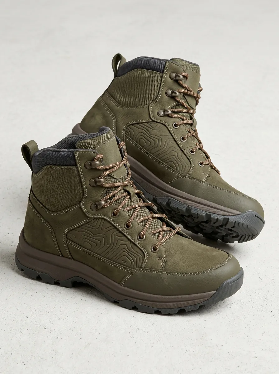 Unisex Streamlined Outdoor Hiking Topographic Map Print Work Boots