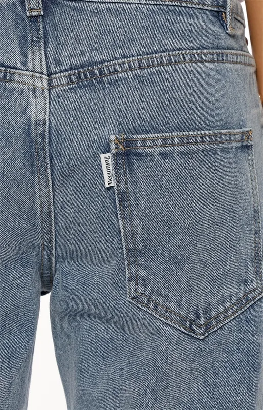 Mid-Wash Studded Baggy Jeans