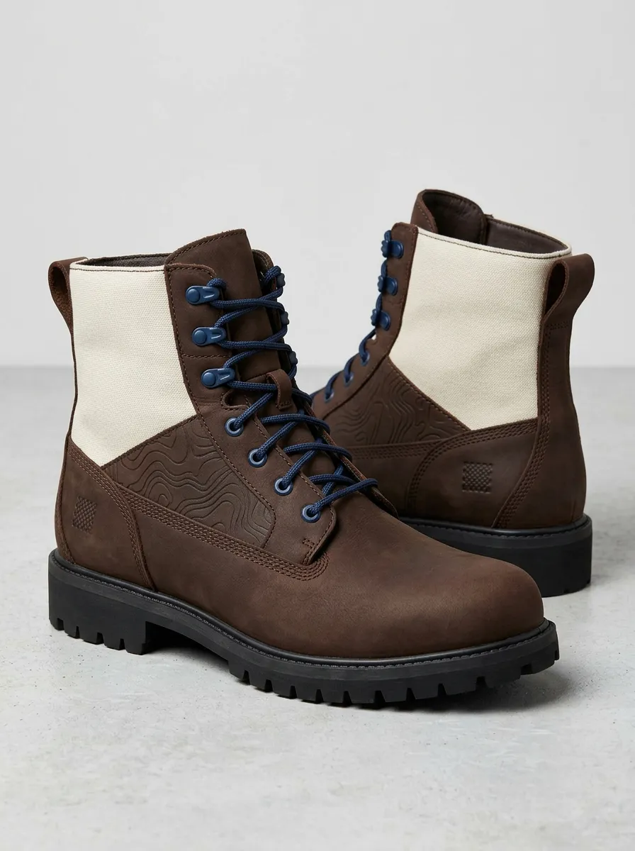 Unisex Distinctive Outdoor Adventure Topographic Pattern Print Work Boots
