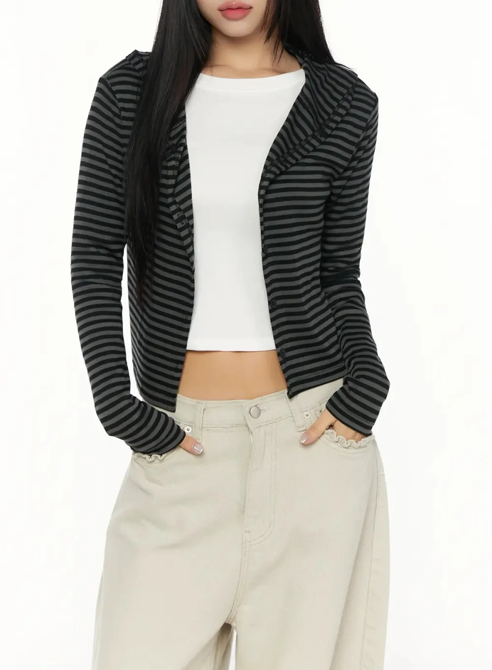Striped Hooded Cardigan