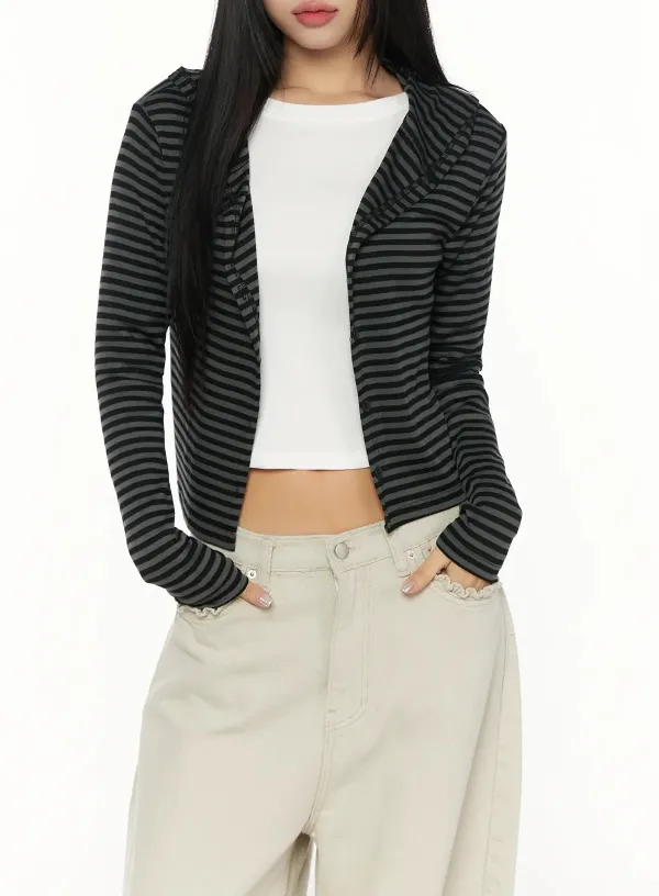Striped Hooded Cardigan