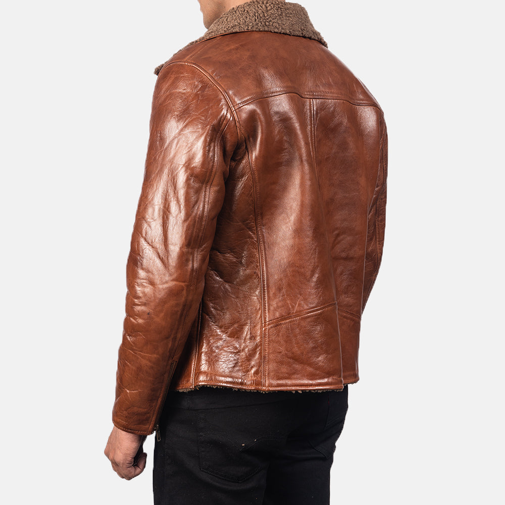 Men's Rugged Leather Shearling Jacket