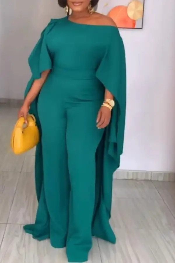 Slash Neck Cape Sleeve Jumpsuit