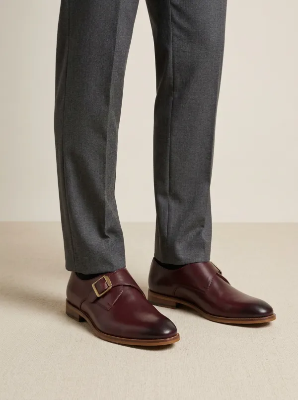 Men's Formal Business Leather Single Monk Strap Shoes