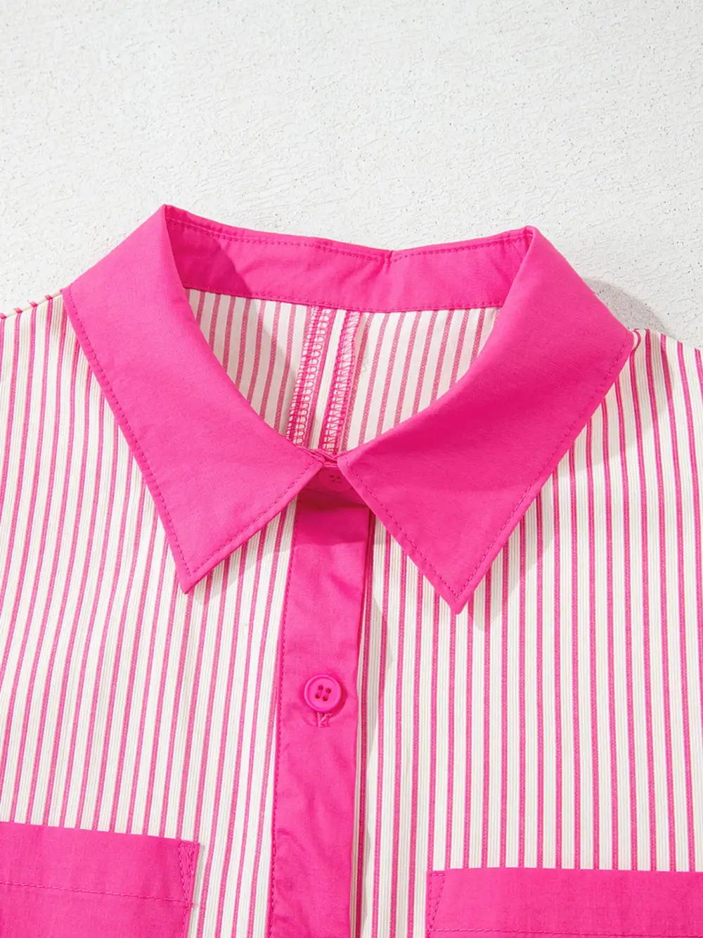Striped Patchwork Button Front Mini Dress