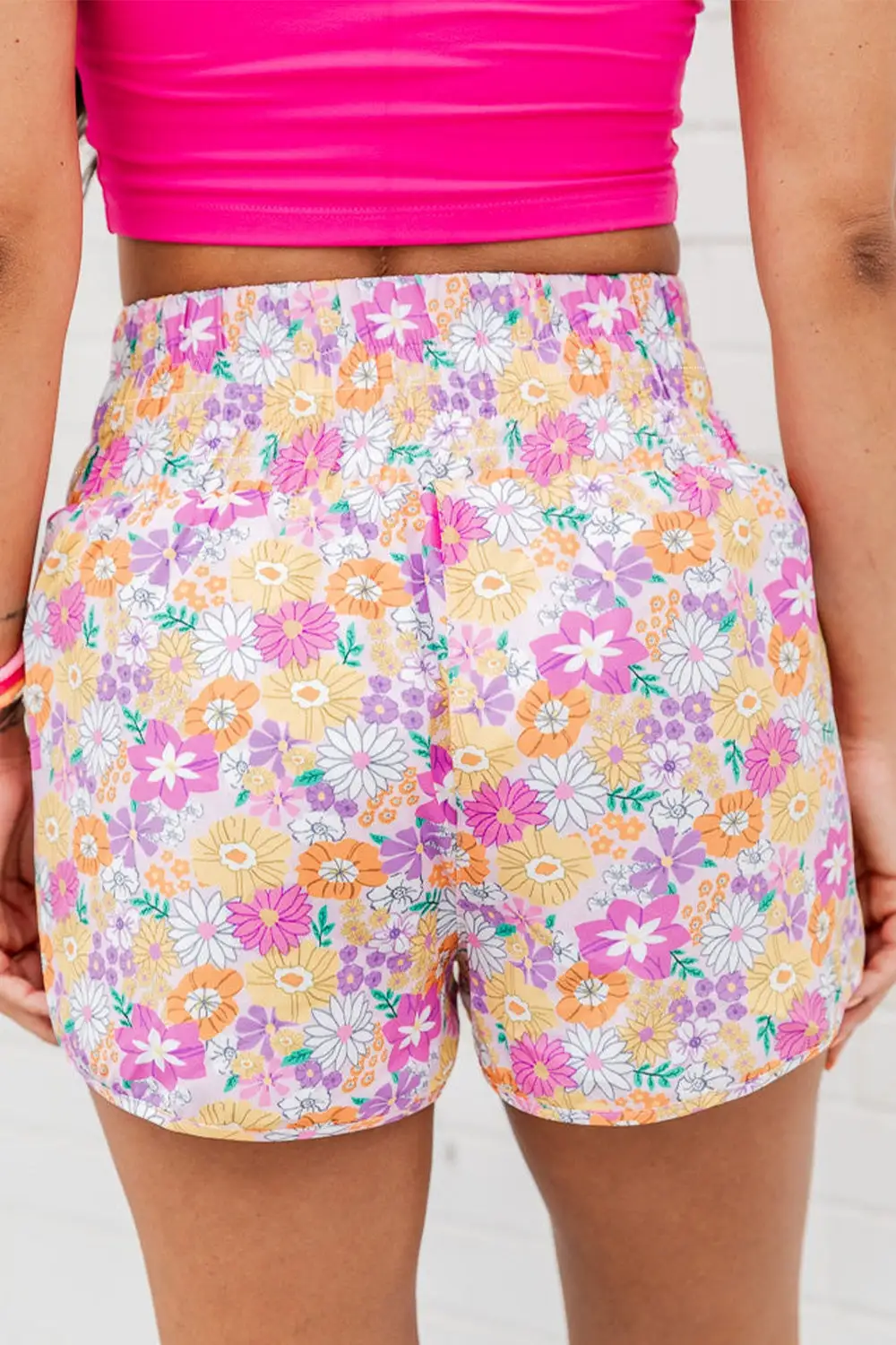 Textured Printed High Waist Shorts