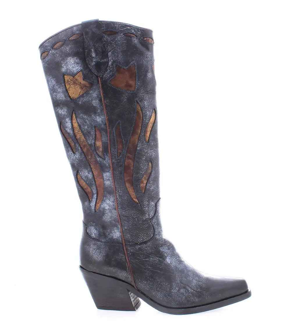 Floral-Stitched Pointed-Toe Western Boots