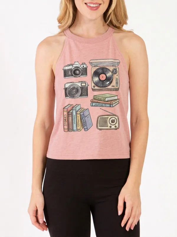 Women's Vintage Hobby Lover Camera Record Book Graphic Tank Top