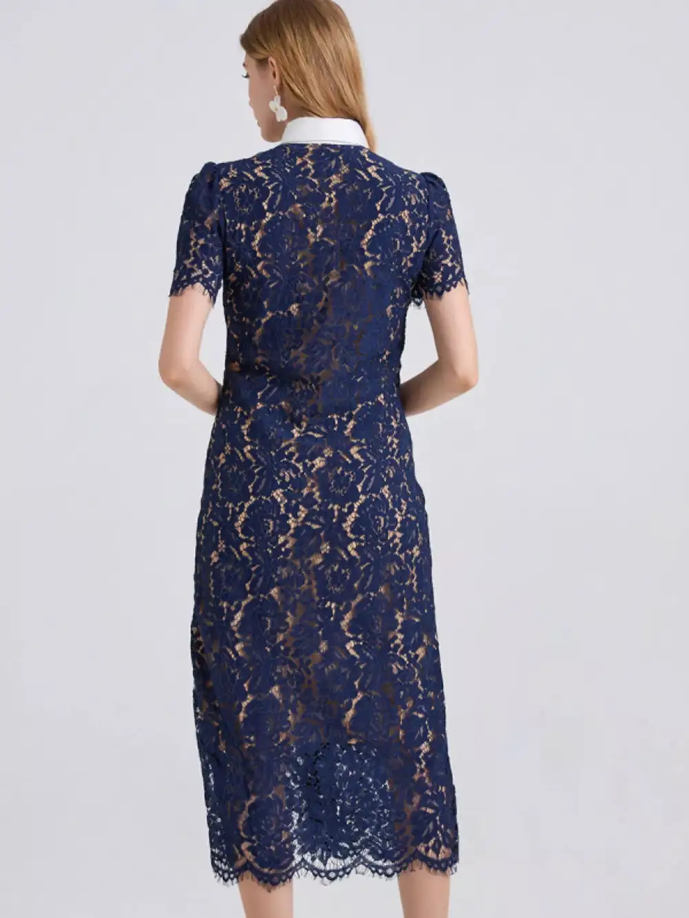 Lace Button Front Midi Dress