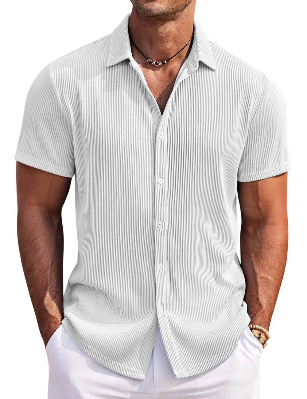 Structured Short Sleeve Button Front Shirt