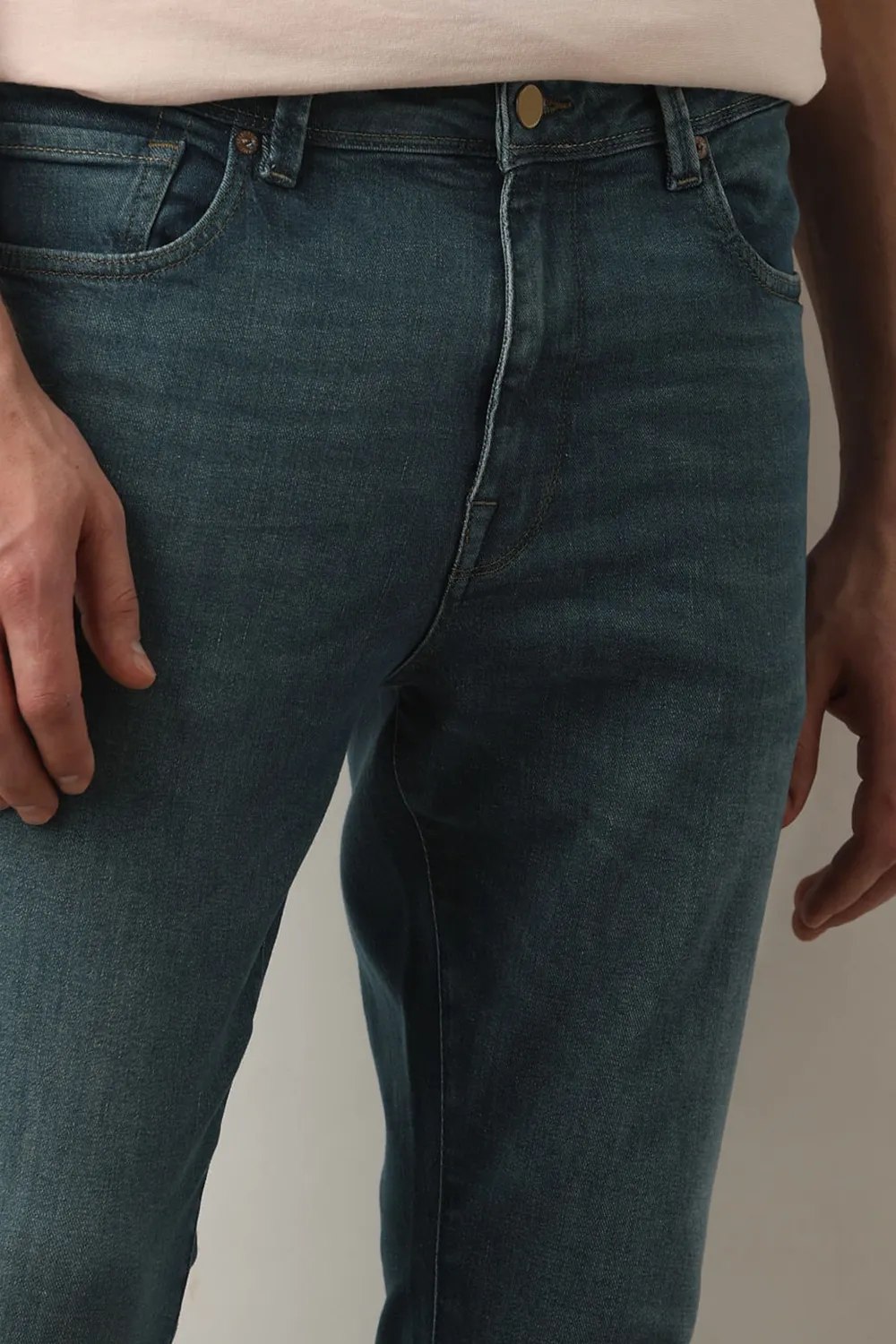 Blue Mid Rise Casual Slim Fit Jeans