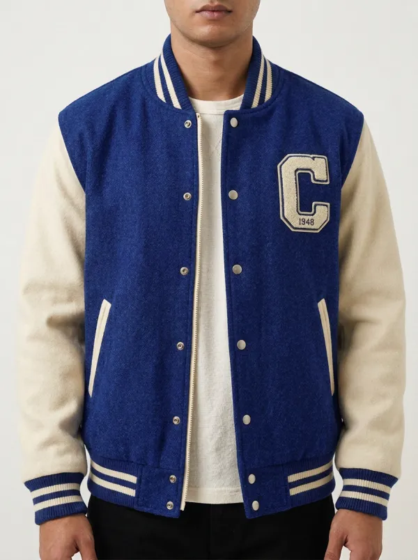 Men's Letter C 1948 Patch Wool Baseball Jacket