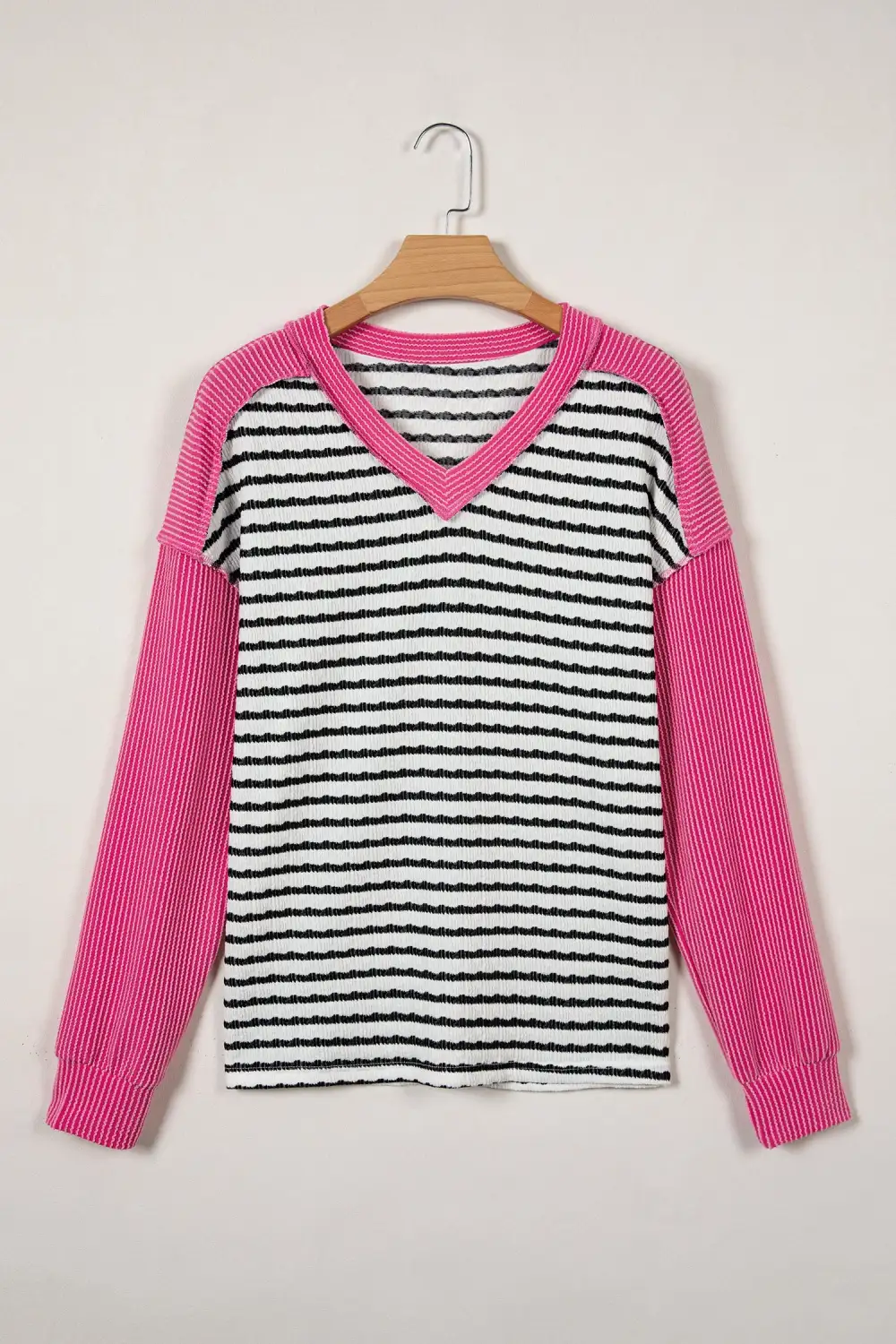 Women's Striped Ribbed Textured Knit Top