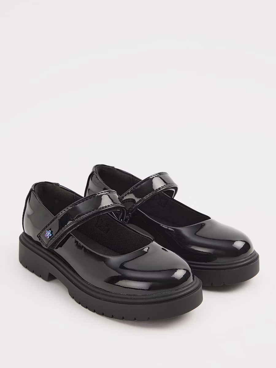 Black Patent Chunky Mary Jane School Shoes detail 3