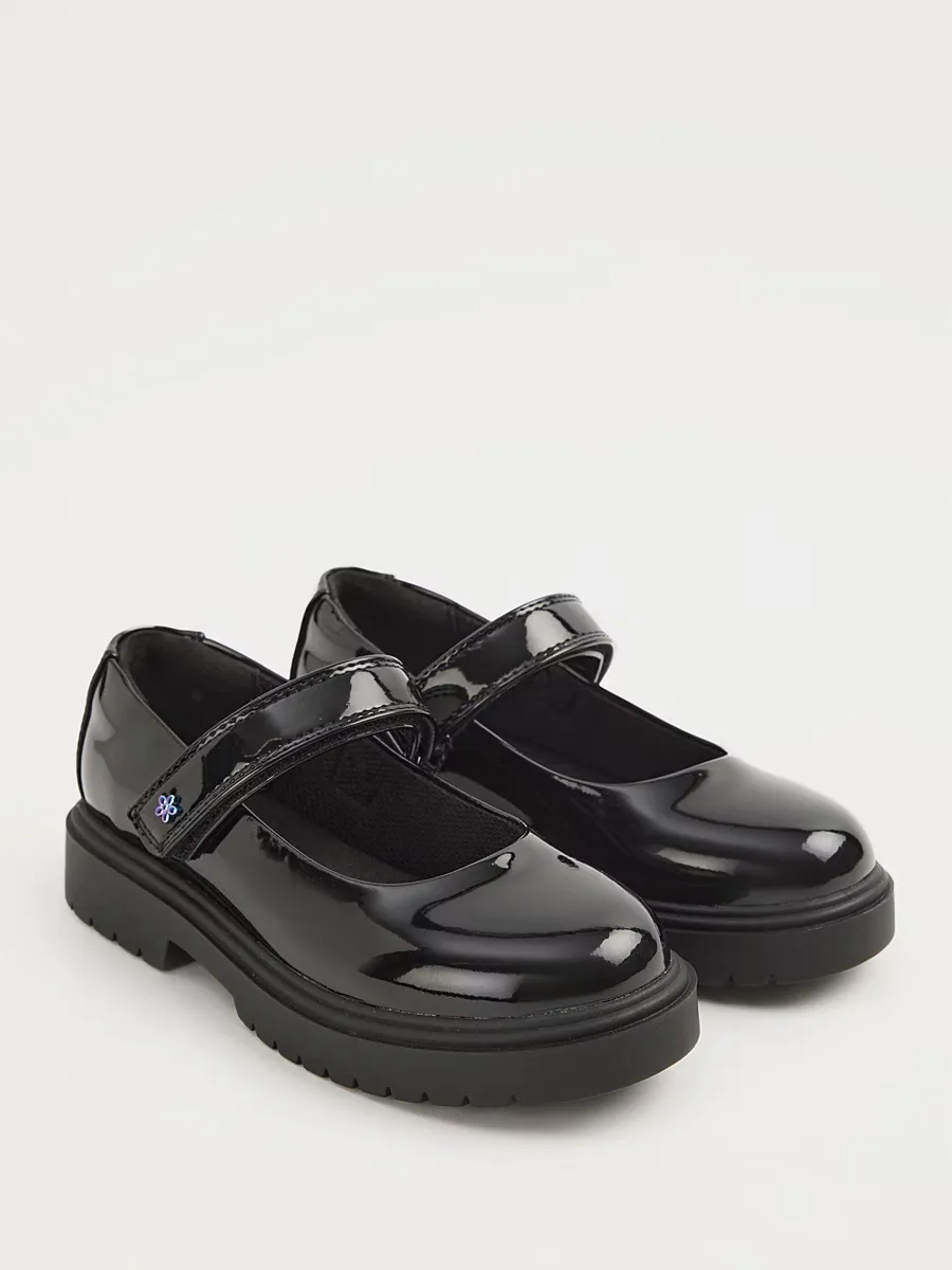 Black Patent Chunky Mary Jane School Shoes