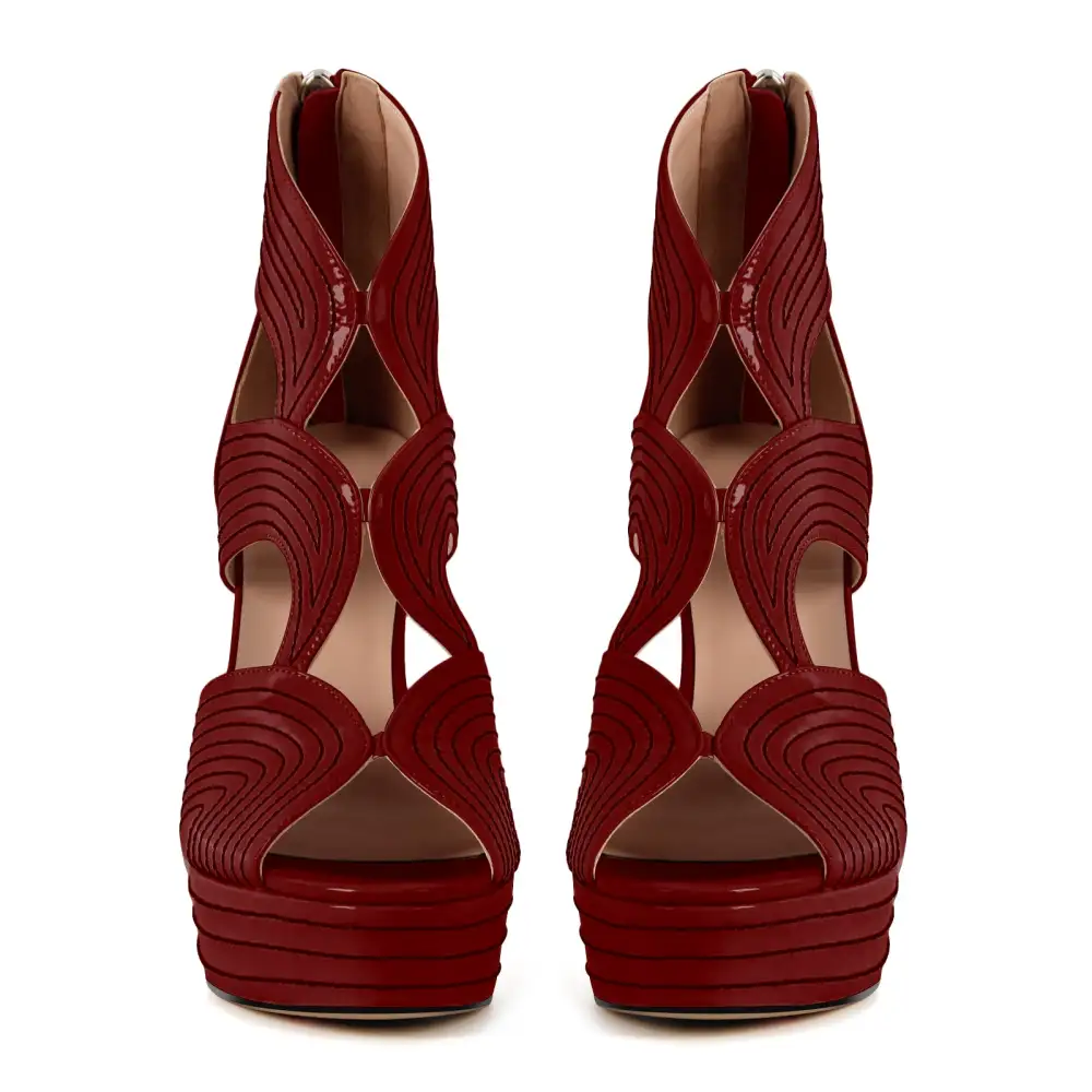 Open Toe Platform Hollow Stiletto Bootie Sandals