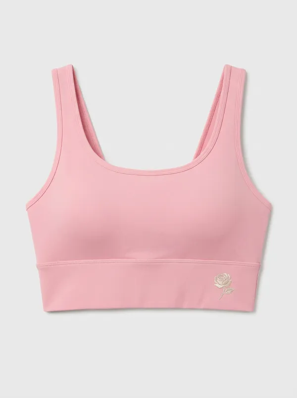 Women's Rose-Embroidered Sports Bra