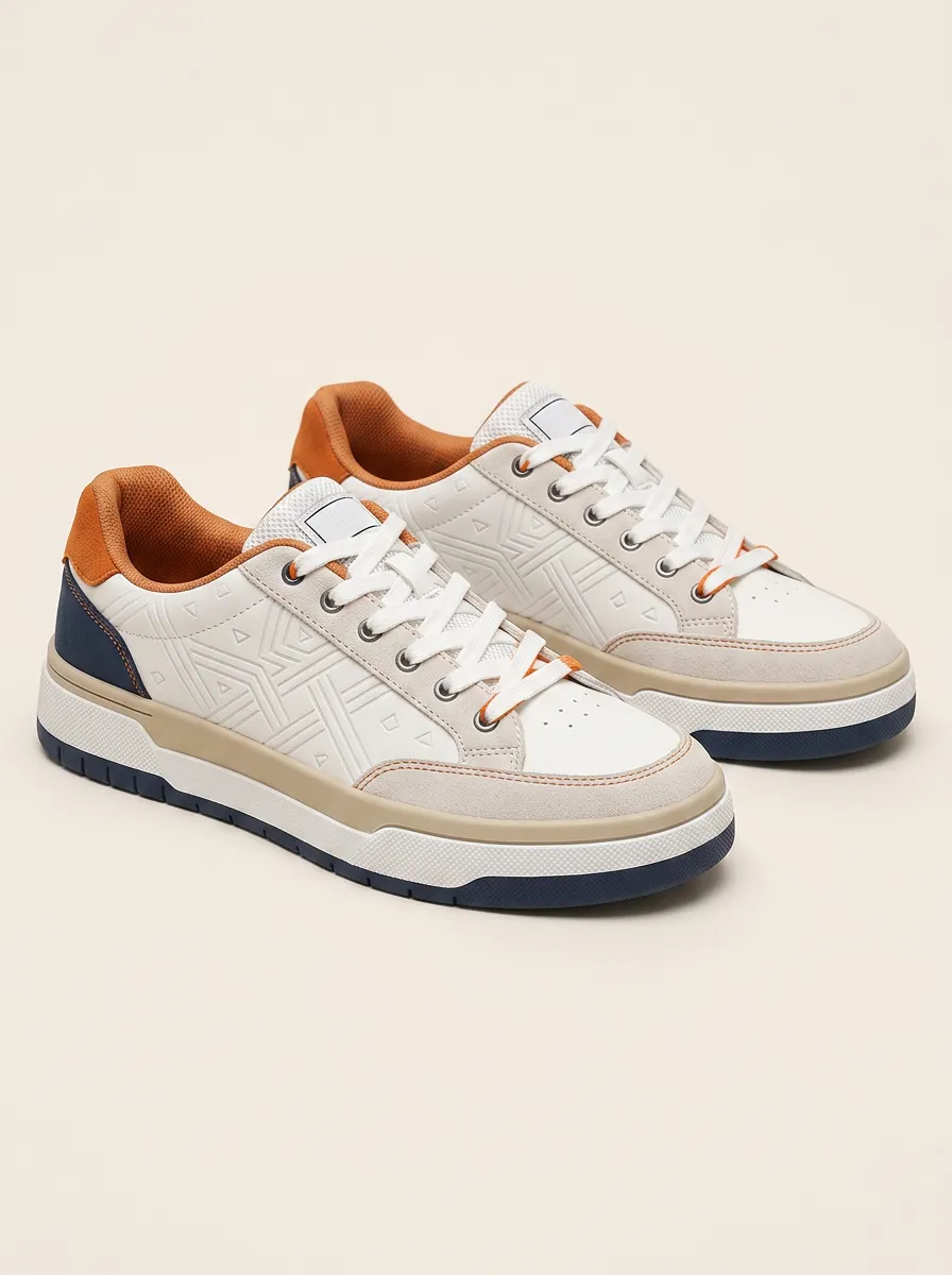 Men's Geometric Pattern Embossed Casual Printed Sneakers
