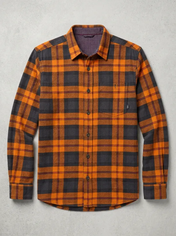 Men's Training-Inspired Plaid Printed Flannel Shirt