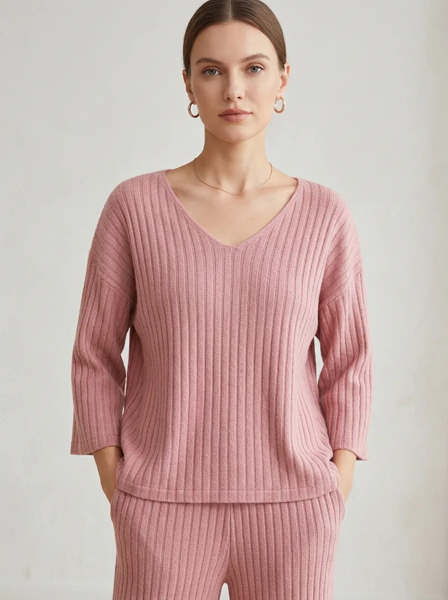 Short-Sleeve Three-Quarter-Sleeve Women's V-Neck Shirt