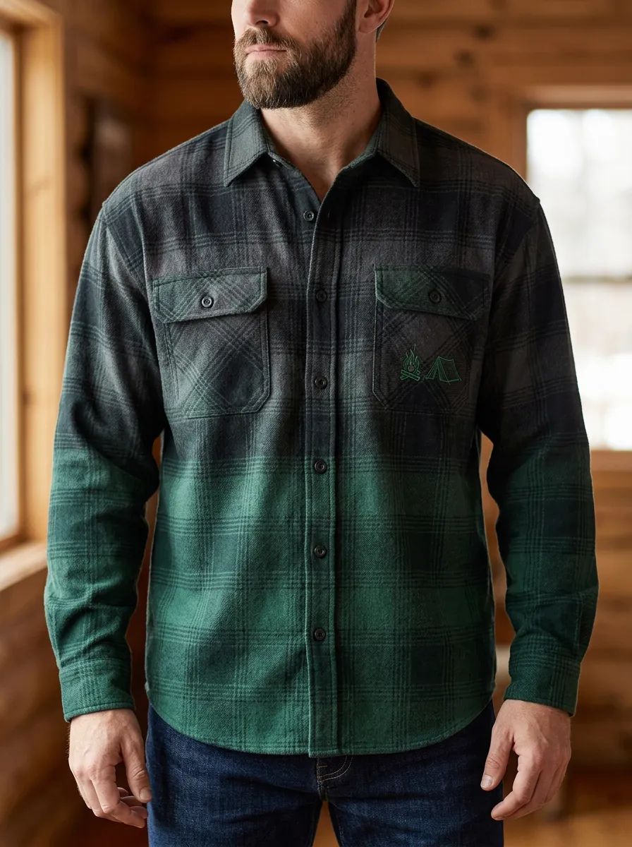 Campfire Tent Plaid Curved Hem Shirt